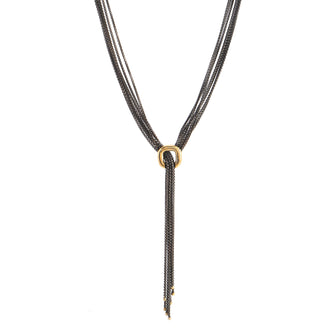 David Yurman Waterfall Lariat Necklace Darkened Sterling Silver with 14K Yellow Gold