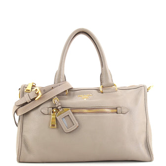 Prada Front Zip Convertible Satchel Vitello Daino Medium