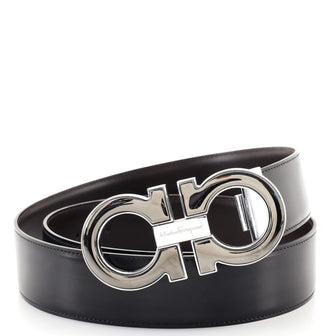 Salvatore Ferragamo Gancini Reversible Belt Leather Wide