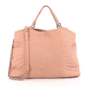 Chanel Spiral Sea Hit Tote Quilted Iridescent Calfskin Large pink