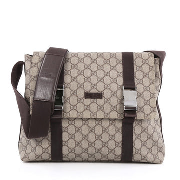 Gucci Messenger Buckle Bag GG Coated Canvas Medium Brown