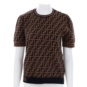 Fendi Women's Short Sleeve Crewneck Sweater Zucca Viscose Blend