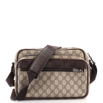 Gucci Front Zip Pocket Messenger Bag GG Coated Canvas Medium
