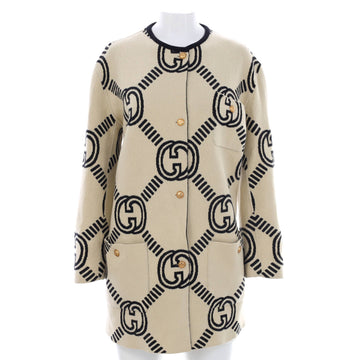 Gucci Women's Interlocking G Reversible Button Up Cardigan Wool Blend