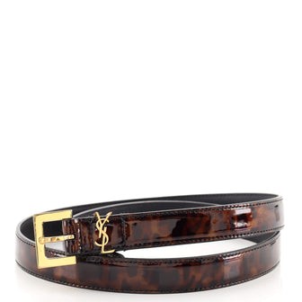 Saint Laurent Classic Monogram Square Buckle Belt Printed Patent Thin