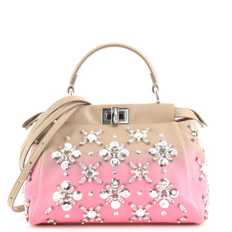 Fendi Peekaboo Bag Crystal Embellished Ombre Leather Mini