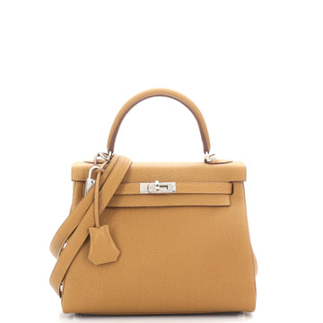 Hermes Kelly Handbag Brown Togo with Palladium Hardware 25