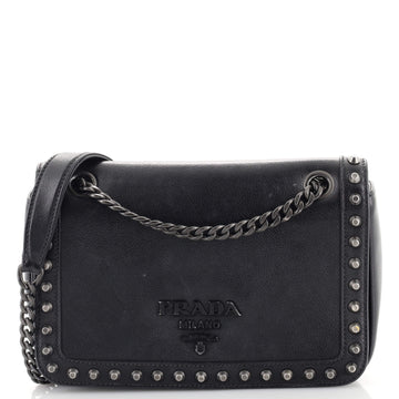 Prada Chain Flap Bag Studded Glace Calf Small