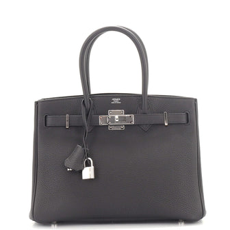 Hermes 3-in-1 Birkin Handbag Black Togo and Swift with Toile and Palladium Hardware 30