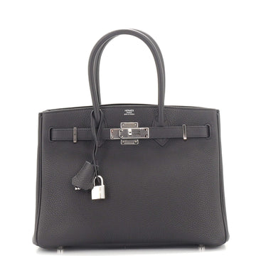 Hermes 3-in-1 Birkin Handbag Black Togo and Swift with Toile and Palladium Hardware 30