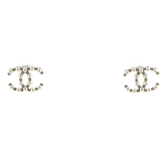 Chanel CC Logo Stud Earrings Faux Pearls and Metal with Crystal