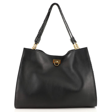 Salvatore Ferragamo Trifolio Tote Leather with Braided Detail Large
