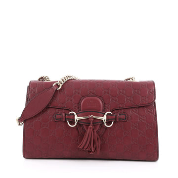 Gucci Emily Chain Strap Flap Bag Guccissima Leather Medium Red