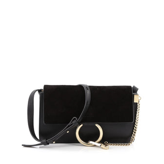 Chloe Faye Shoulder Bag Leather and Suede Small Black