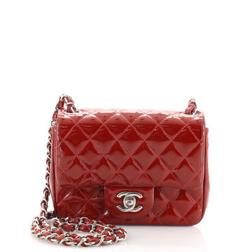 Chanel Square Classic Single Flap Bag Quilted Patent Mini