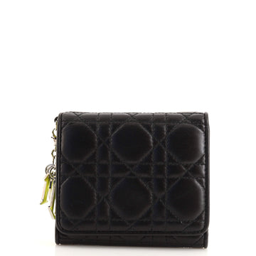 Christian Dior Lady Dior Trifold Wallet Cannage Quilt Lambskin Compact