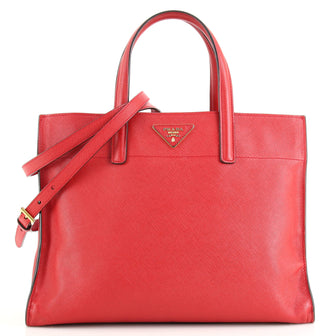 Prada Soft Triple Pocket Convertible Tote Saffiano Leather