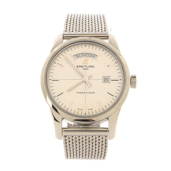 Breitling Transocean Day Date Automatic Watch Stainless Steel 43