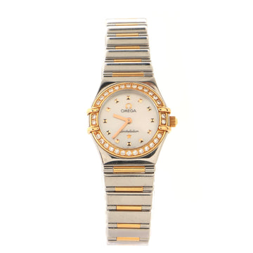 Omega Constellation Quartz Watch Stainless Steel and Rose Gold with Diamond Bezel and Mother of Pearl 23