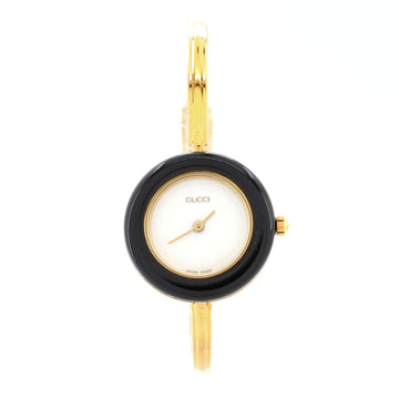 Gucci 1100 Interchangeable Bezel Bangle Quartz Watch Plated Metal with Plastic 26