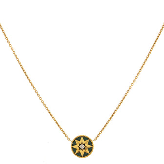 Christian Dior Rose des Vents Necklace 18K Yellow Gold with Diamond and Malachite 12mm