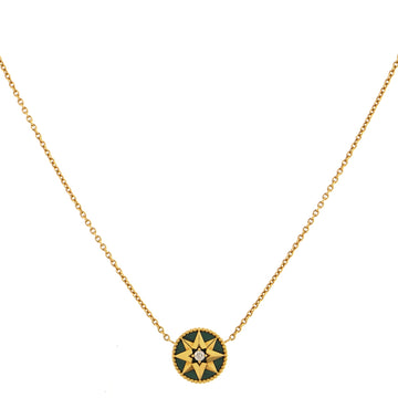 Christian Dior Rose des Vents Necklace 18K Yellow Gold with Diamond and Malachite 12mm
