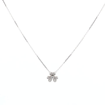 Van Cleef & Arpels Frivole Pendant Necklace 18K White Gold with Pave Diamonds Mini