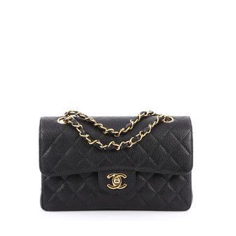 Chanel Vintage Classic Double Flap Bag Quilted Caviar Medium Black