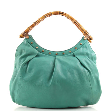 Gucci Vintage Bamboo Hobo Studded Leather Large