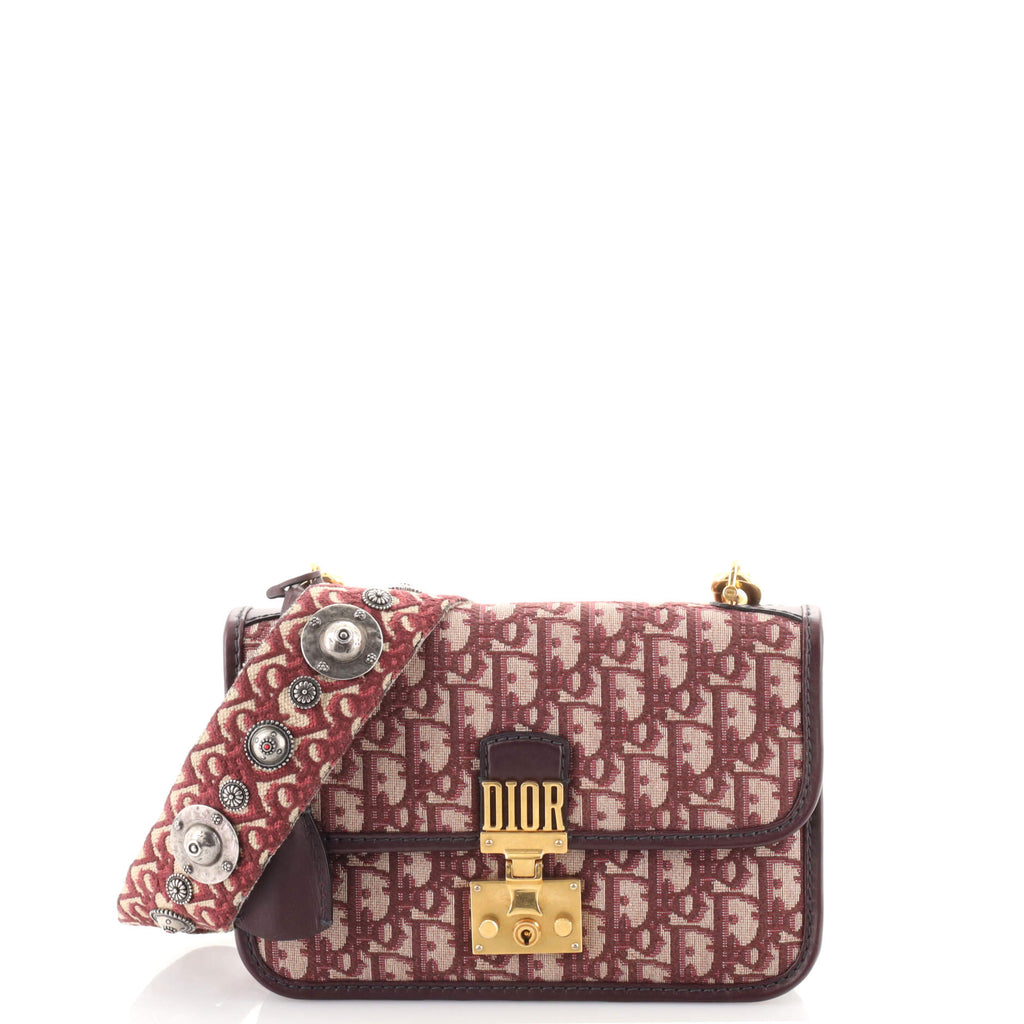 Christian Dior Dioraddict Flap Bag with Strap Oblique Canvas Medium Red  1723891