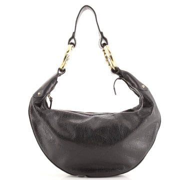 Gucci Bamboo Ring Half Moon Hobo (Outlet) Guccissima Leather Medium
