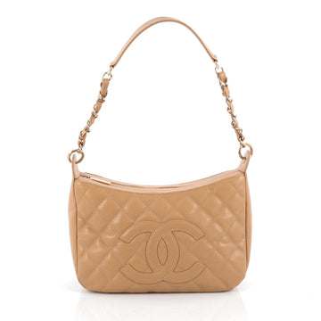 Chanel Timeless CC Chain Shoulder Bag Quilted Caviar Medium Neutral