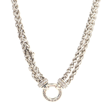 David Yurman Double Wheat Chain Necklace Sterling Silver with Diamonds