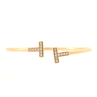 Tiffany & Co. T Wire Bracelet 18K Rose Gold with Diamonds