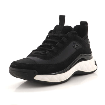 Chanel Women's CC Cap Toe Logo Sneakers Leather and Mixed Fibers