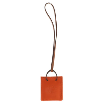 Hermes Orange Shopping Bag Charm Milo Lambskin and Swift