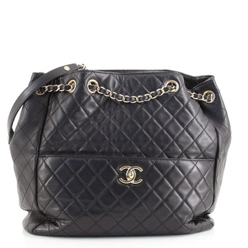 Chanel Drawstring CC Lock Bucket Bag Quilted Lambskin Medium