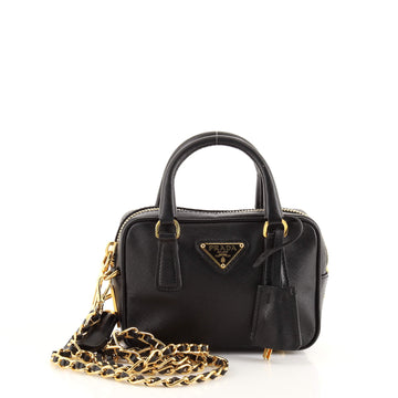 Prada Convertible Chain Bowler Bag Saffiano Leather Mini