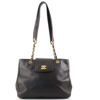 Chanel Vintage CC Lock Flap Tote Caviar Medium