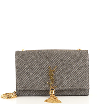 Saint Laurent Classic Monogram Tassel Crossbody Bag Sparkle Fabric Medium