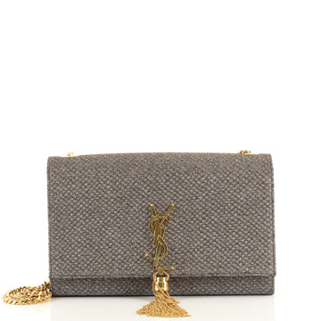 Saint Laurent Classic Monogram Tassel Crossbody Bag Sparkle Fabric Medium