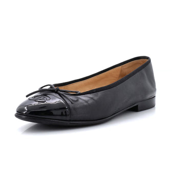 Chanel Women's CC Cap Toe Bow Ballerina Flats Leather and Patent