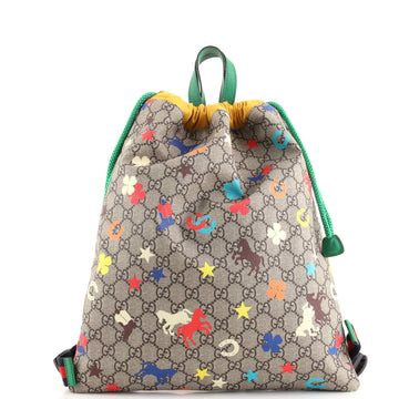Gucci Children's Drawstring Backpack Printed GG Coated Canvas Medium