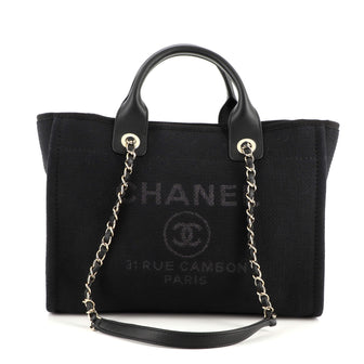 Chanel Deauville NM Chain Handle Tote Mixed Fibers Small