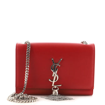 Saint Laurent Classic Monogram Tassel Crossbody Bag Grainy Leather Small