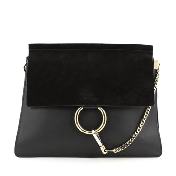 Chloe Faye Shoulder Bag Leather and Suede Medium Black