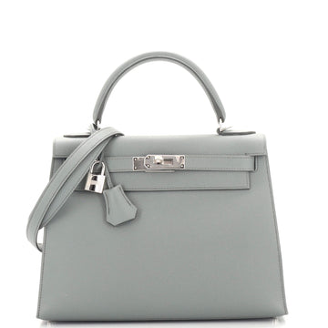 Hermes Kelly Handbag Grey Epsom with Palladium Hardware 28