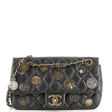 Chanel Coin Medallion Flap Bag Quilted Aged Calfskin Medium