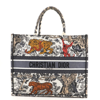 Christian Dior Book Tote Embroidered Canvas Large