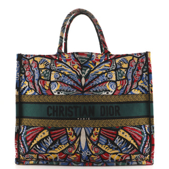 Christian Dior Book Tote Embroidered Canvas Large